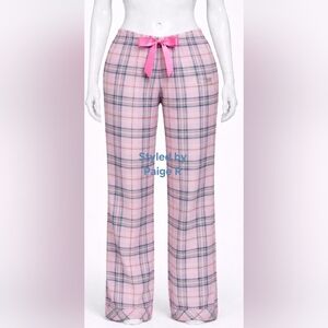 🩷VICTORIAS SECRET X LOVE SHACK FANCY Flannel Pajama Pants Pink Lollipop Plaid S